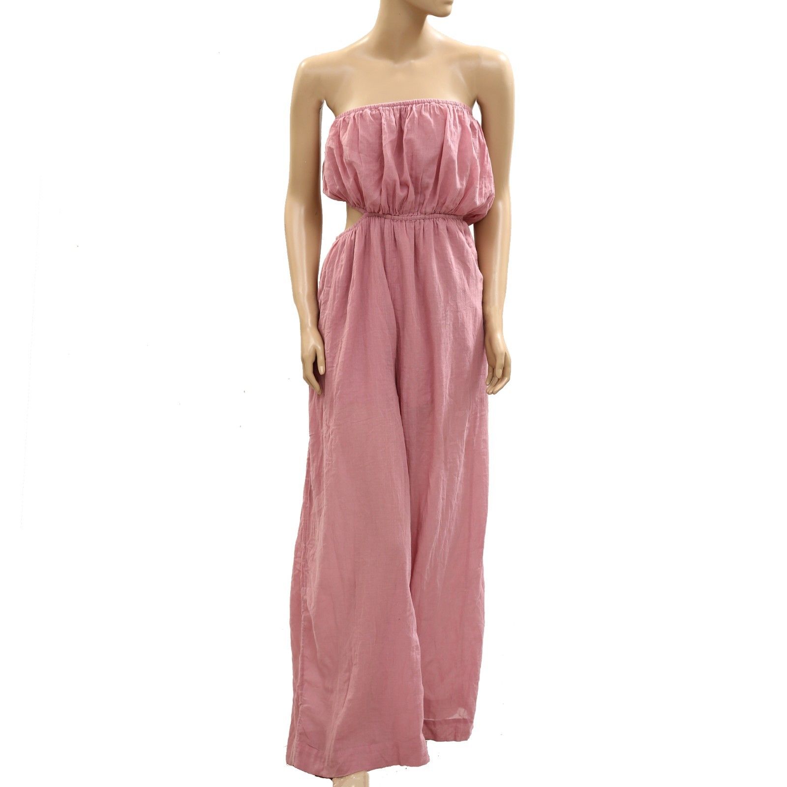 Free People Free-Est Cut Out For It One-Piece Jumpsuit Dress Tube Pink S 286147